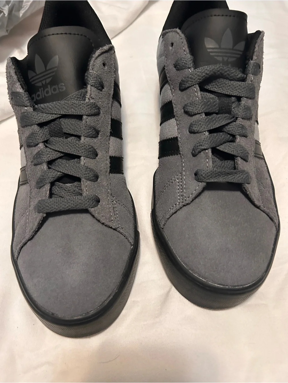adidas Men's Gray Canvas Sneakers with Black Stripes